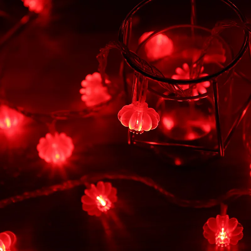 

20 LED Red Chinese Lantern 3m String Lights Battery USB New Year Decoration Spring Festival Ornament Home Party Decor BTN1