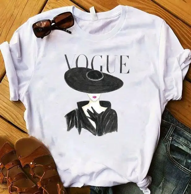 Модная футболка с принтом женская Готическая корейская ткань | Женская одежда