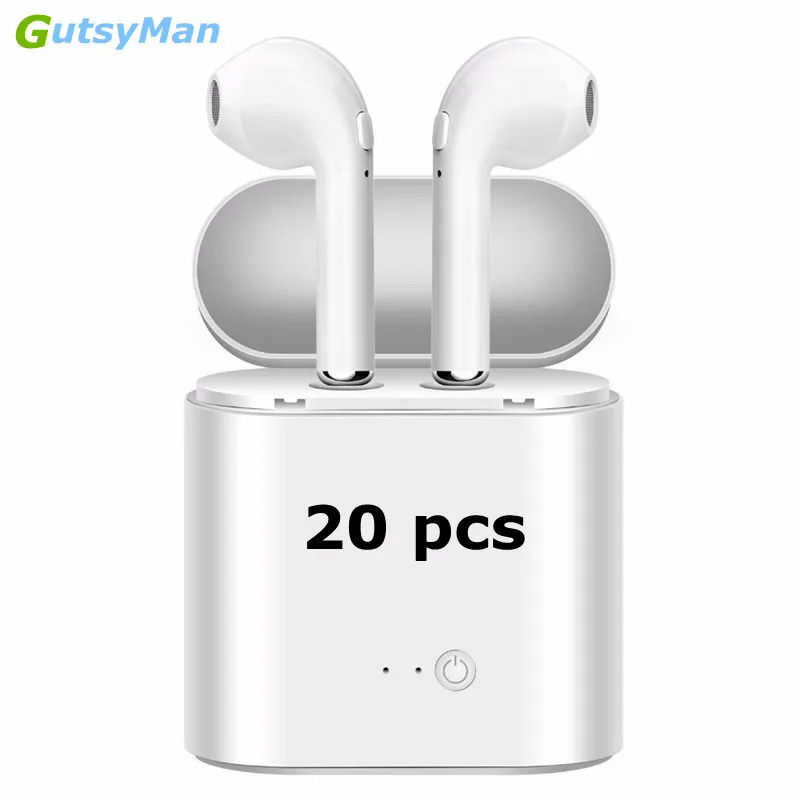 

GutsyMan оптовая продажа 20 шт. i7s наушники-вкладыши TWS с мини Беспроводной Bluetooth наушники стерео Bluetooth гарнитуры с зарядным устройством упаковки