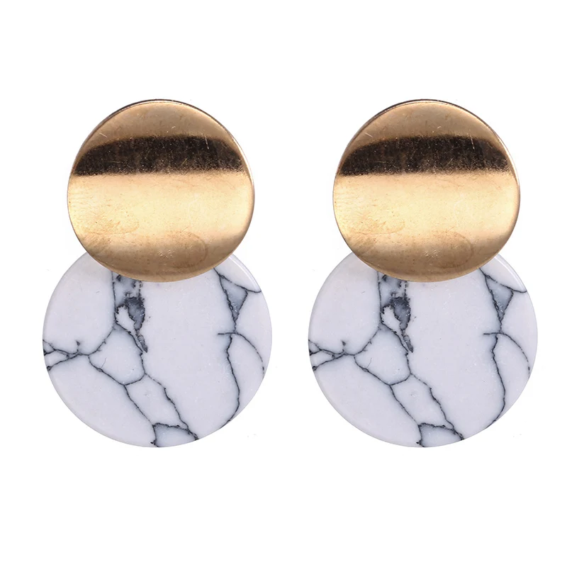 Simple Round Kroean Drop Earrings For Women Gold Black/White Enamel Statement Earrings Fashion Jewelry pendientes mujer - Окраска металла: e909bai