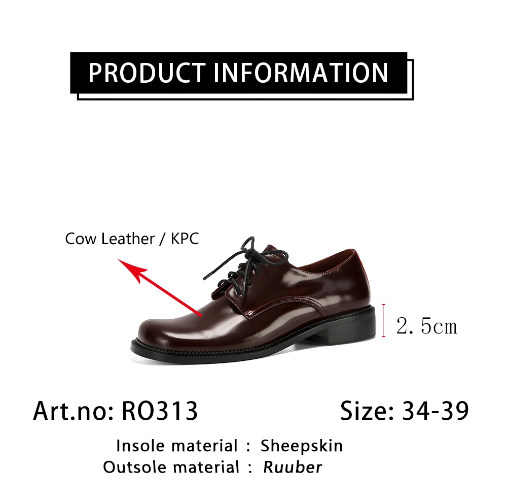 

RJN New Casual Pumps High Quality Breathable Cow Leather Square Toe Low-heel Women Shoes Anti-skid Rubber Outsole Pumps RO313