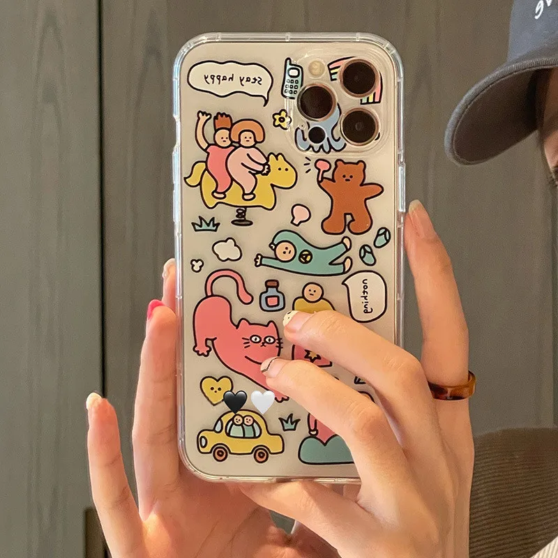 Чехол для телефона с мультяшным ленивым котом iPhone 14 13 12 11 Pro Max X XS XR 7 8 Plus