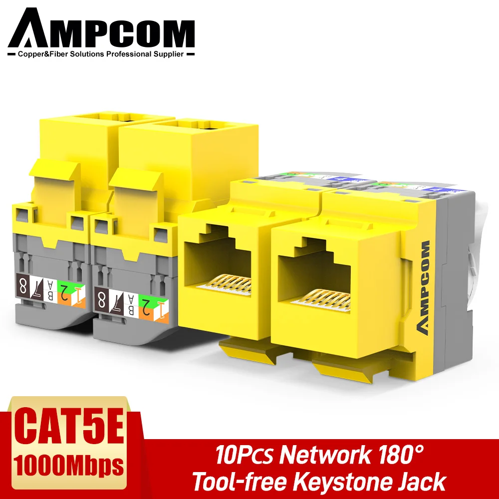 AMPCOM (UL Listed) 10-шт CAT5e RJ45 инструмент без ключа не требуется пуансона разъем модуля UTP