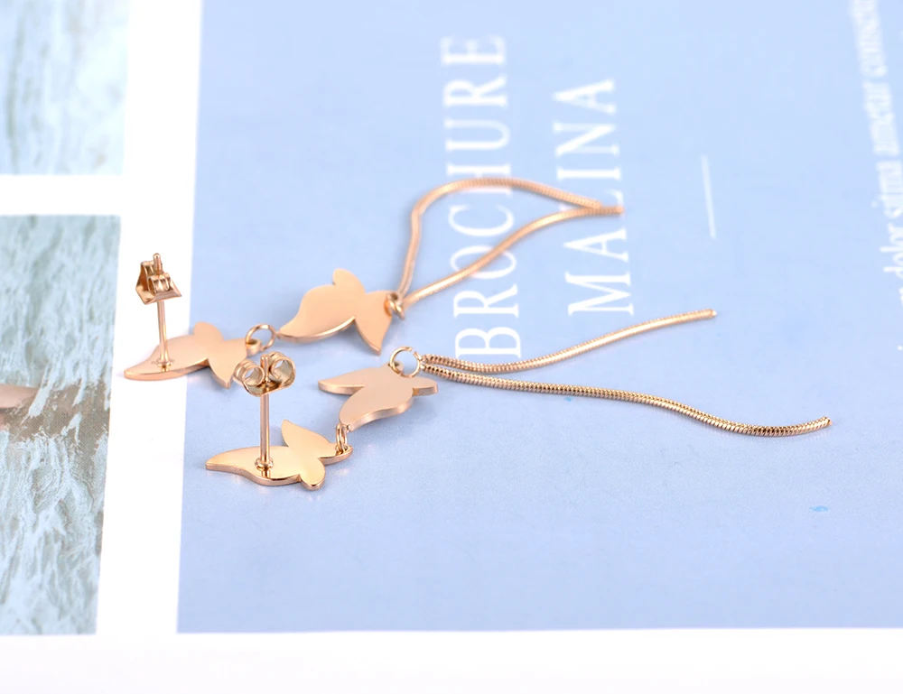 JeeMango глянцевые и матовые серьги с бабочками кисточками Асимметричные украшения