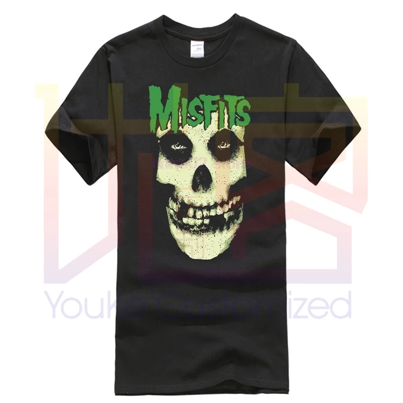 Бесплатная Доставка Аутентичные MISFITS Группа Мясистые Череп злодей лицо футболка