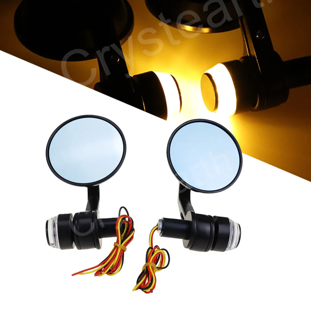 

Зеркало мотоциклетное Черное круглое, 22 мм, 7/8 дюйма, со светодиодной подсветкой и указателем поворота