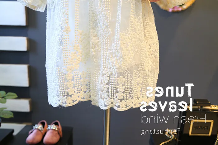 Комплект из 2 предметов для девочек белое кружевное платье с длинным рукавом +