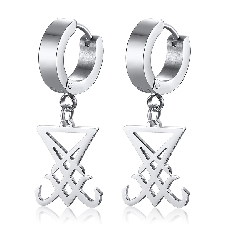 EARRING Demon Side of Lucifer сатанинские украшения Seal Sigil Symbol of Choronzon кулон ожерелье в черном готическом языческом сатане ювелирные изделия унисекс - Окраска металла: EARRING