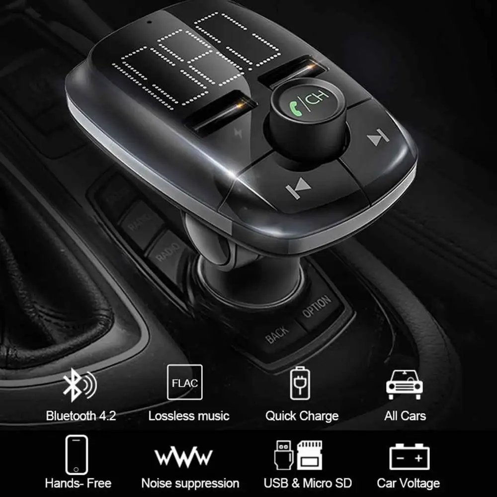 NUOLIANXIN Large Screen T50 Car Bluetooth-compatible MP3 Player Hands-Free Call Voltage Detection FM Transmitter Charger | Электроника