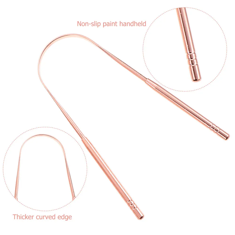 

3Pcs Stainless Steel Tongue Cleavers Tongue Scrapers Tongue Supplies (Rose Gold)