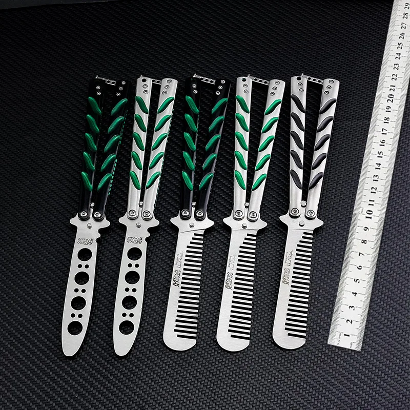 

Dropship 440C Steel Training Folding Knife CS GO Butterfly Shape Practice Tool No Edge Dull Self-defense Tool Training Knife