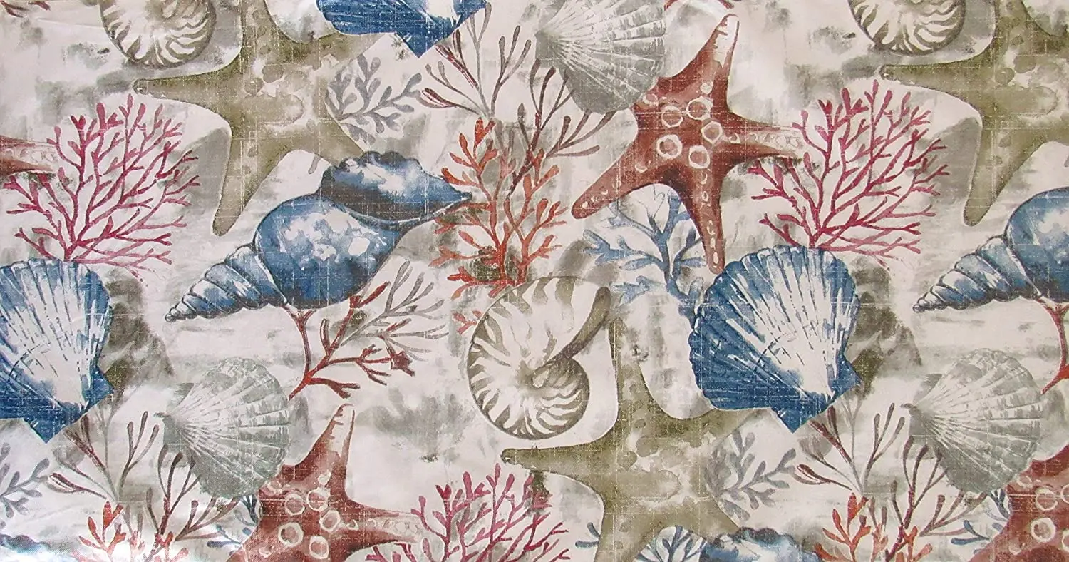 Виниловая фланелевая скатерть с морскими ракушками звездами кораллами и