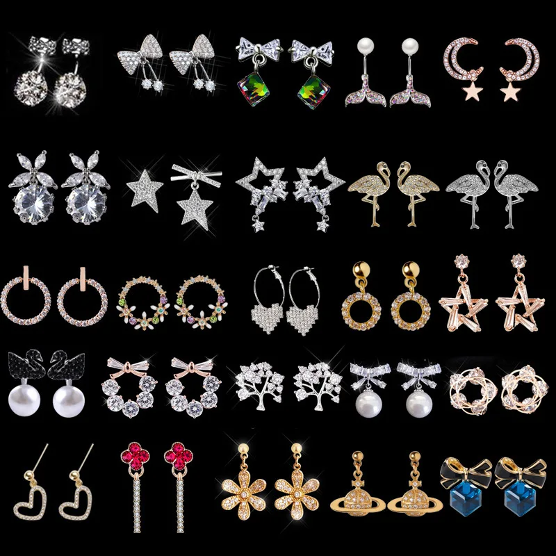 

Origin Summer Love Heart Circle Geometrical Star Bowknot Pearl Circle Dangle Earings for Women Unique Design Rhinestone Jewelry