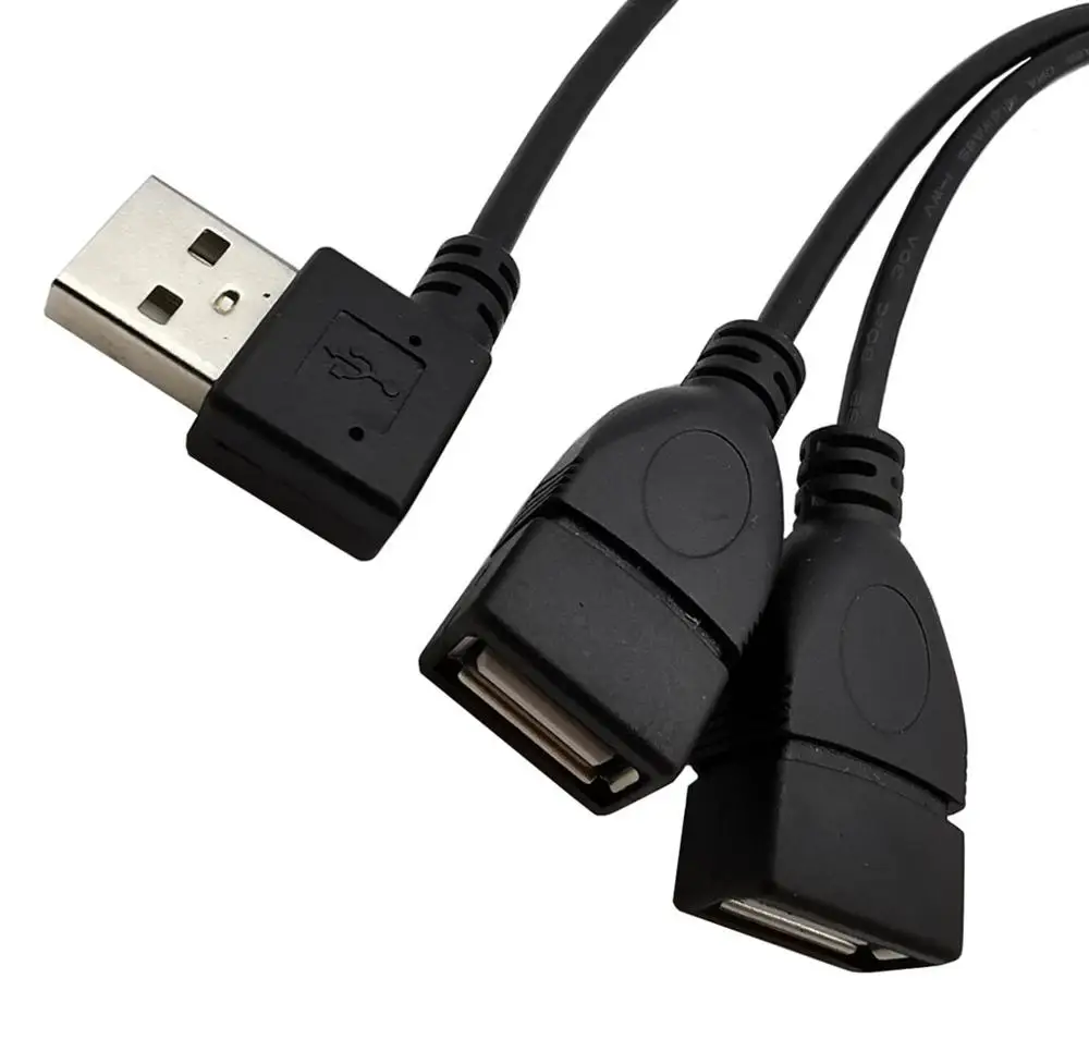 

With chip USB2.0A 90 degree right bend one minute two-wire USB2.0AM /2*AF simultaneously transmits data charging line 0.3m