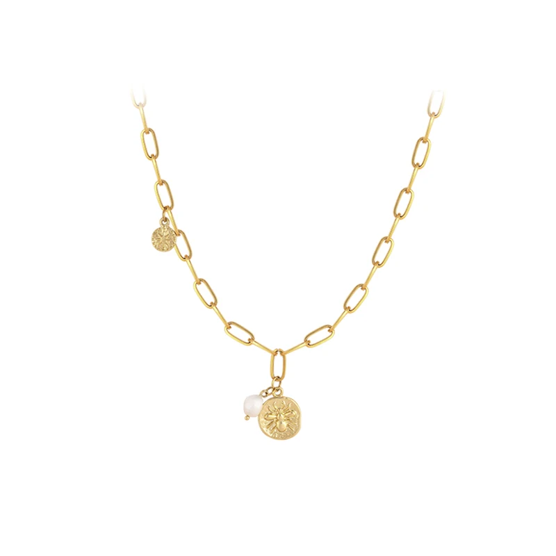 

European and American metal pearl chain necklace personality clavicle chain temperament net Red Hip Hop chain advanced feeling