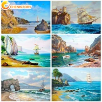 chenistory frame oil painting by numbers diy landscape on canvas drawing seaview acrylic paints diy home wall home decor art