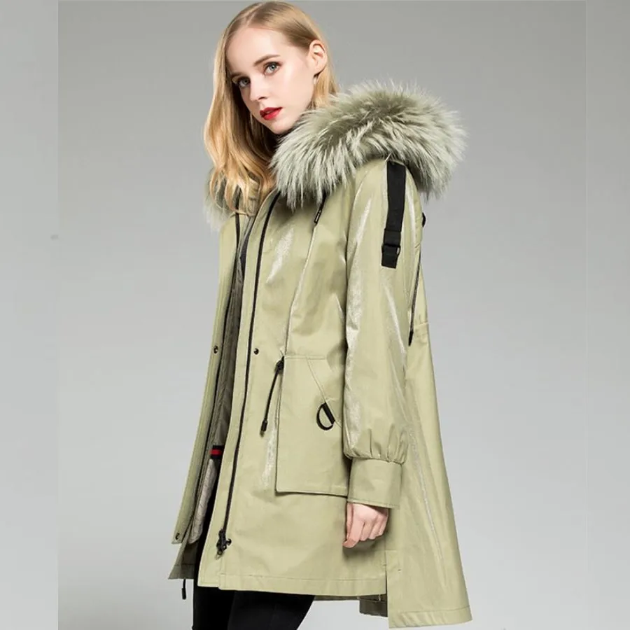 Оверсайз теплые парки из натурального меха thikcer женская зимняя подкладка