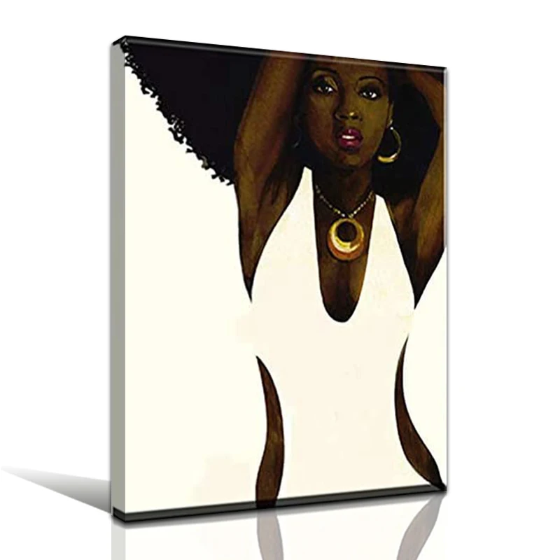 

Черный и белый Wall Art в африканском стиле афро Женственная Дамская обувь Печать на холсте HD с абстрактным портретная печать Картины домашний ...