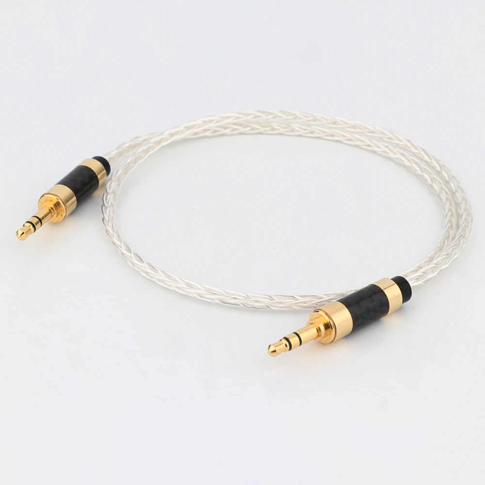 

Preffair Hifi 8 Cores 6N OCC Copper Silver Plated 3.5mm to 3.5mm Stereo Male Upgrade Cable HIFI audio aux cable Headphone cable