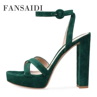fansaidi summer fashion womens shoes new elegant consice waterproof wedding shoespink white green new sandales 42 43 44 45 46