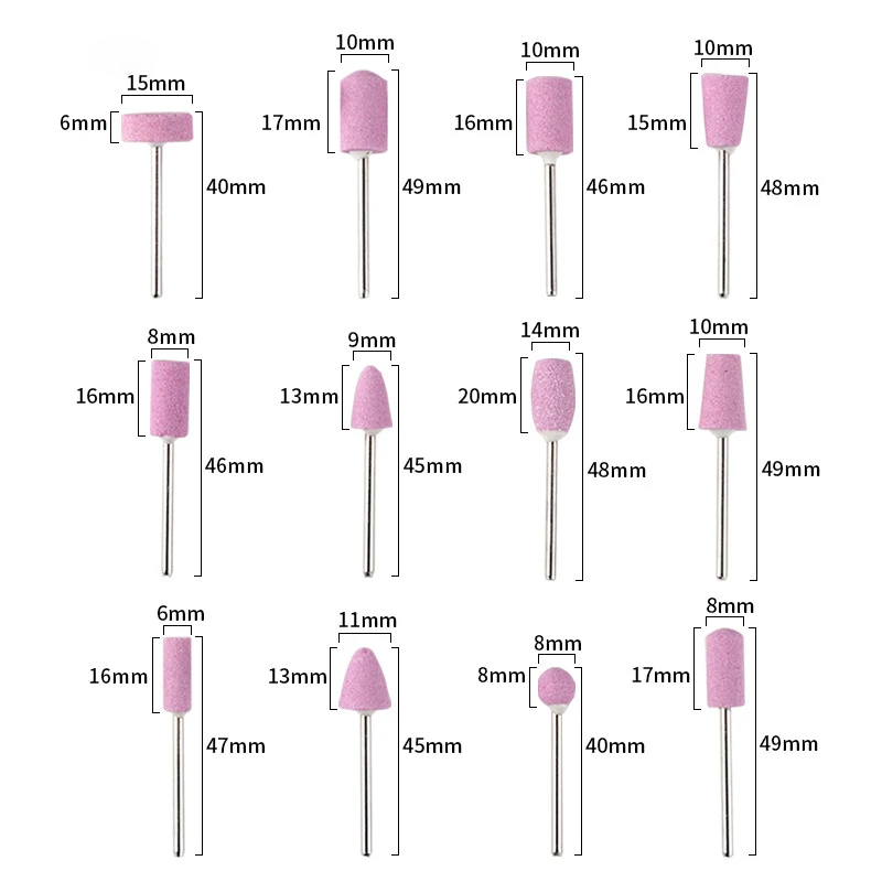Sanding File Tools Quartz Electric Nail Drill Machine Multiple Size Stainless steel Grinding for Design 12 Pcs/Bag | Красота и