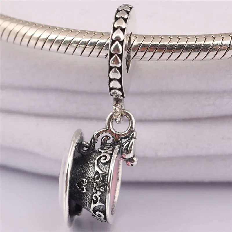 

Fit 3mmCharms Bracelet 925 Sterling Silver Enchanted Tea Cup Dangle Charm Beads DIY Jewelry Making