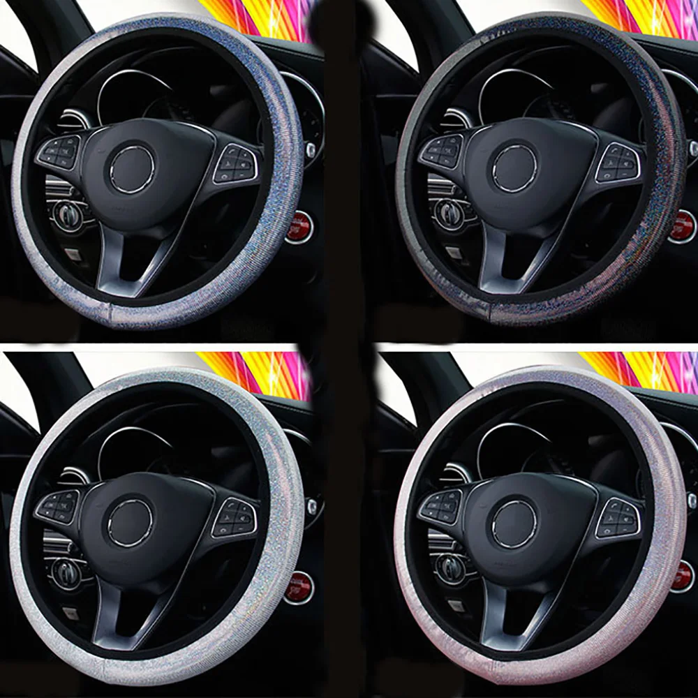 

LEDTENGJIE Car Steering Wheel Cover Color Bronzing Without Inner Ring Elastic Band Non-slip Durable Fashion Essential