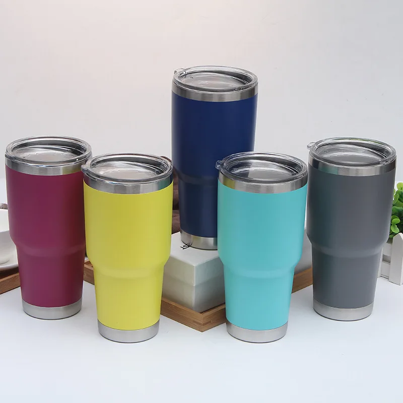

Outdoor Ice Tumbler 30oz Coffee Mug Travel Cold Drinks Cup with Straw Lid for Home, Office Stainless Steel Insulated Rtic Cup