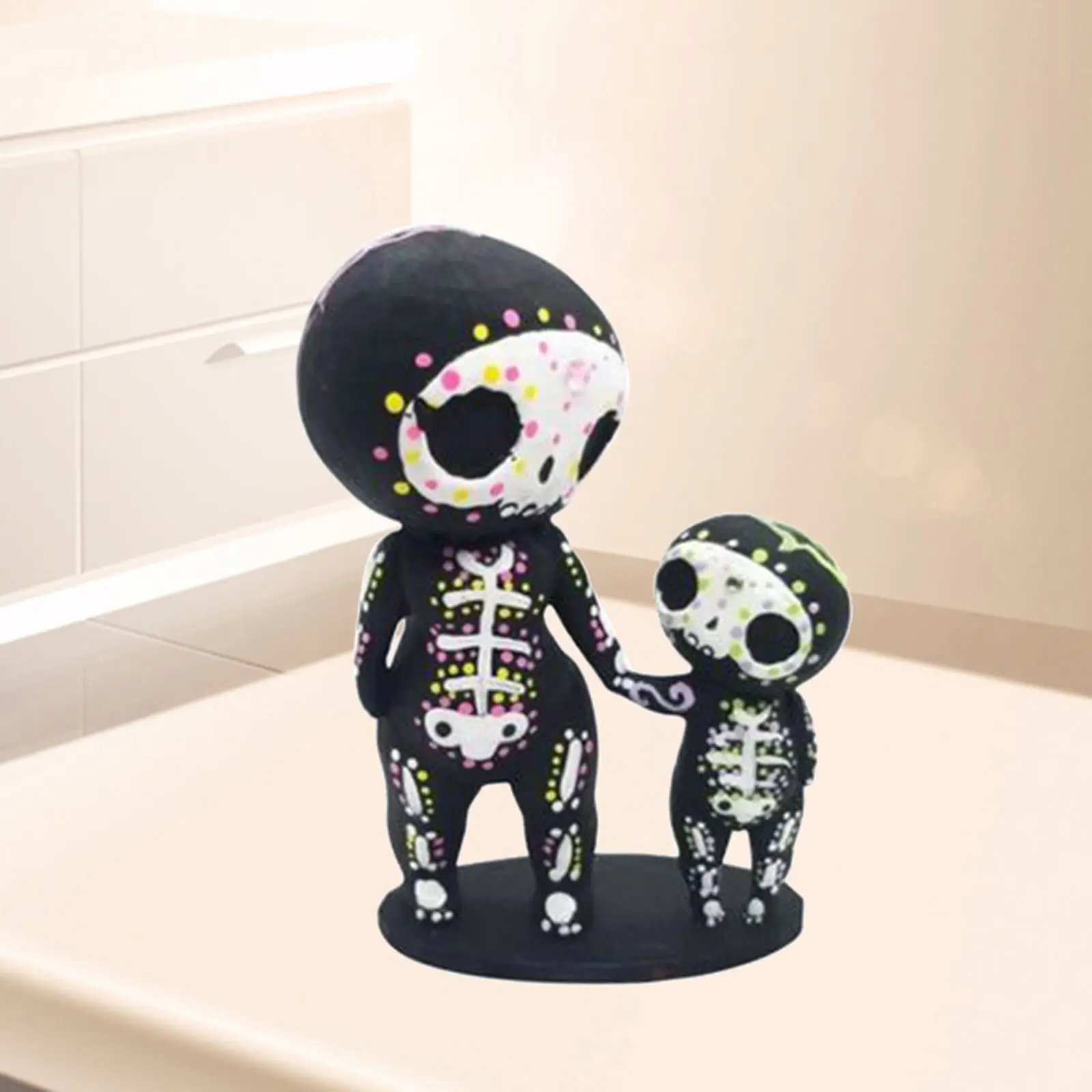 Cute Resin Sugar Skull Figurine Hand-painted Head Skeleton Statue Crafts Room Desk Decor Gift | Дом и сад