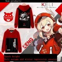 2021 new game genshin impact spark knight klee creative autumnwinter impression sweatshirt anime digital print hooded jacket