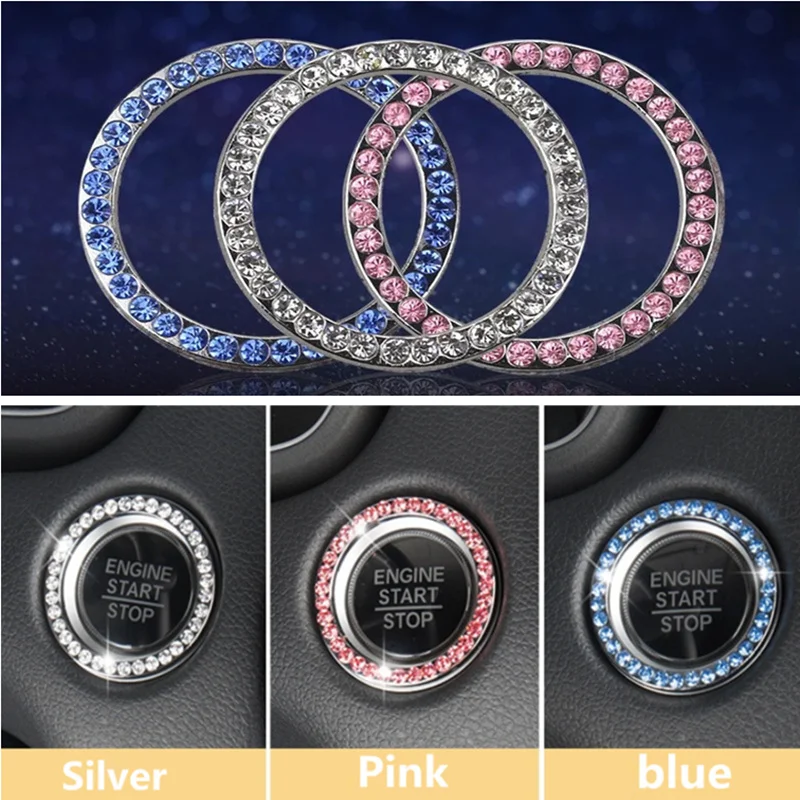 Fashion Crystal Rhinestone Decor Car Engine Start Stop Key Ring for Skoda Octavia A2 A5 A7 Fabia Rapid Superb Yeti Roomster | Автомобили и
