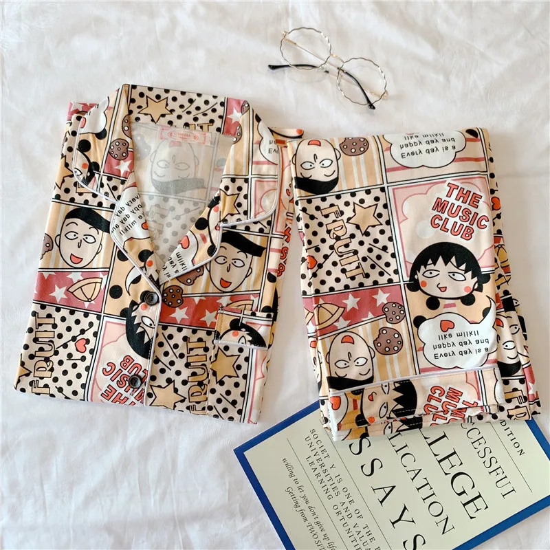

Summer Pyjama Short Sleeve Women Pajamas Set Cartoon Nightgown Japan Anime Leisure Costume Harajuku Homesuit