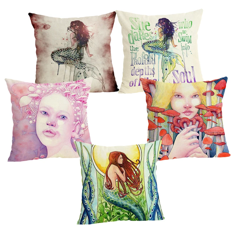 Декоративная наволочка для подушки с изображением милой девушки домашний декор