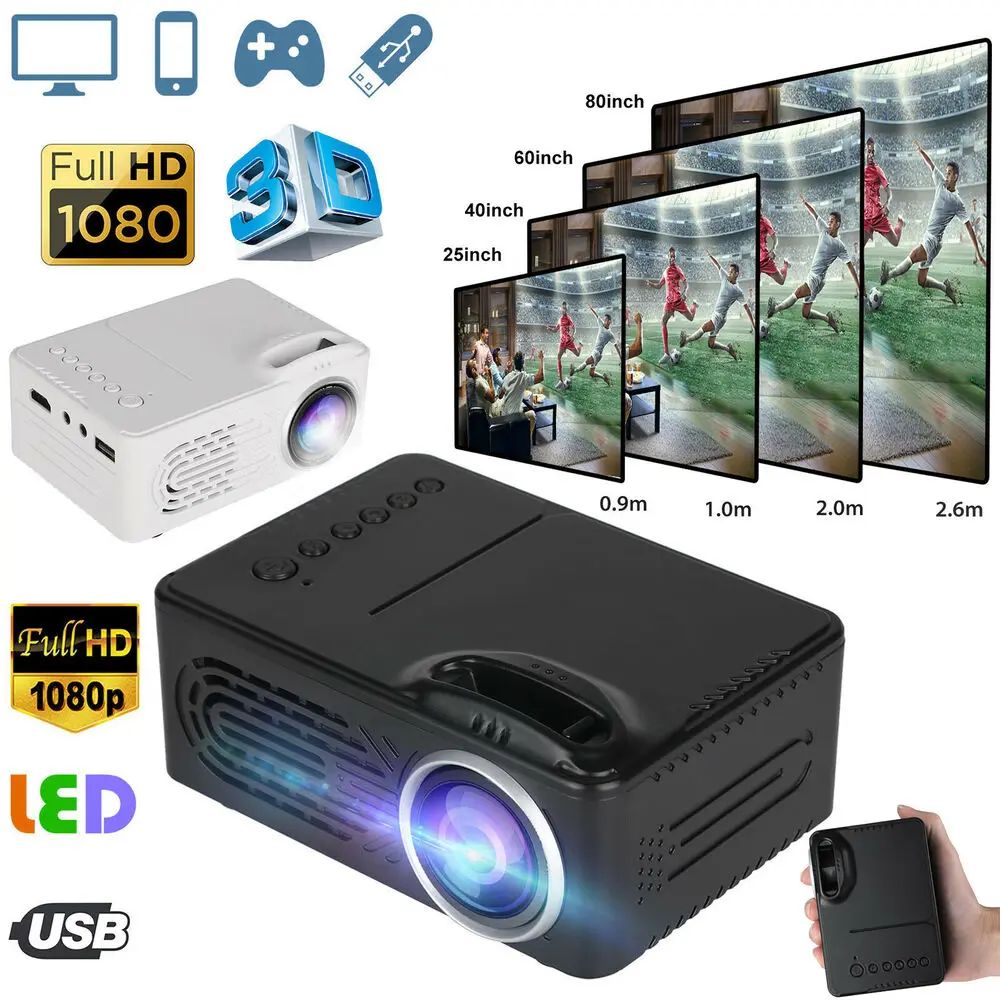 

Портативный проектор 1080x24, Led, Full Hd, мультимедийный домашний кинотеатр p