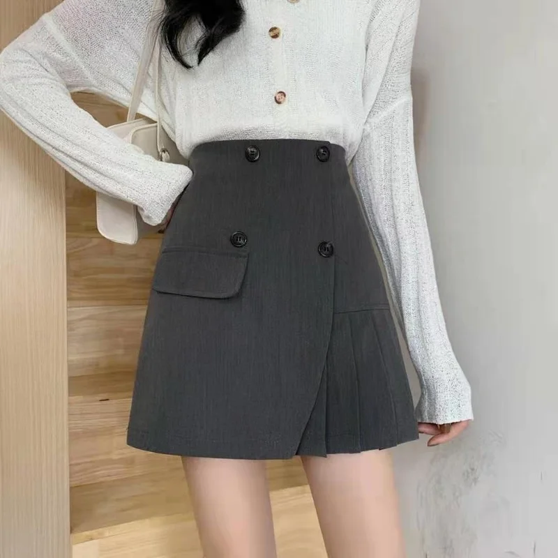 

2021 New Spring Summer Korean Fashion Womens Irregular Pleated Skirt High Waist Slim Sexy Anti-empty Jk Uniform Skirts Y69
