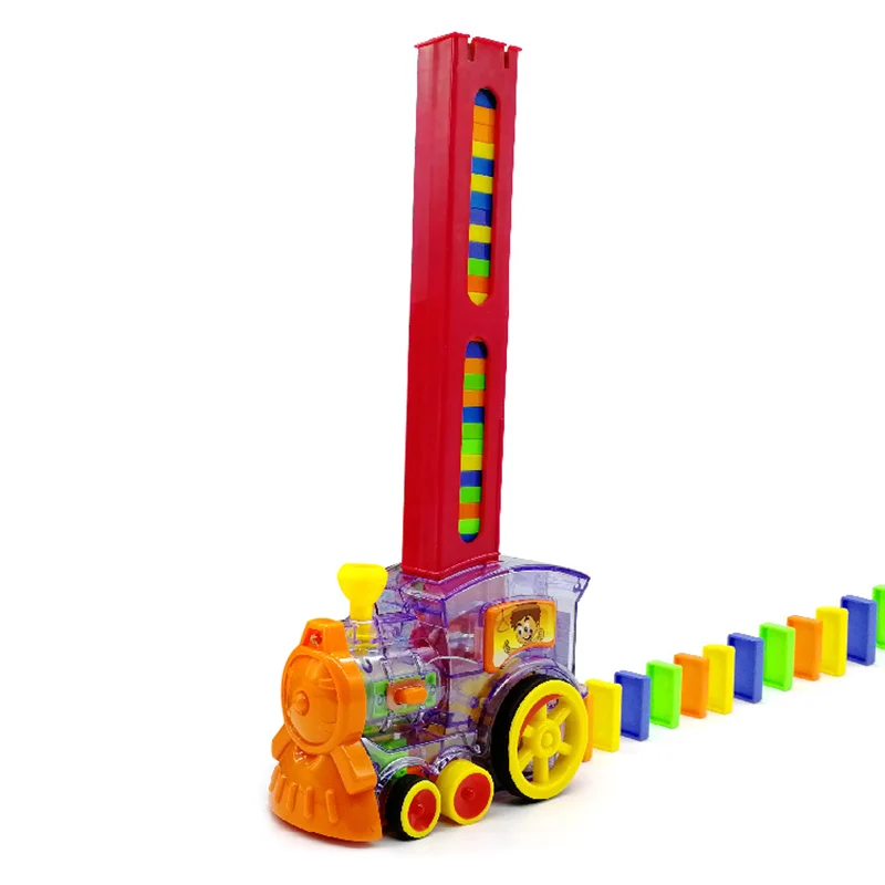 

Domino Train Car Kit Set Up Blocks Elevator Springboard Bridge Set Colorful Bricks Plastic Toy Gift For Children Kids