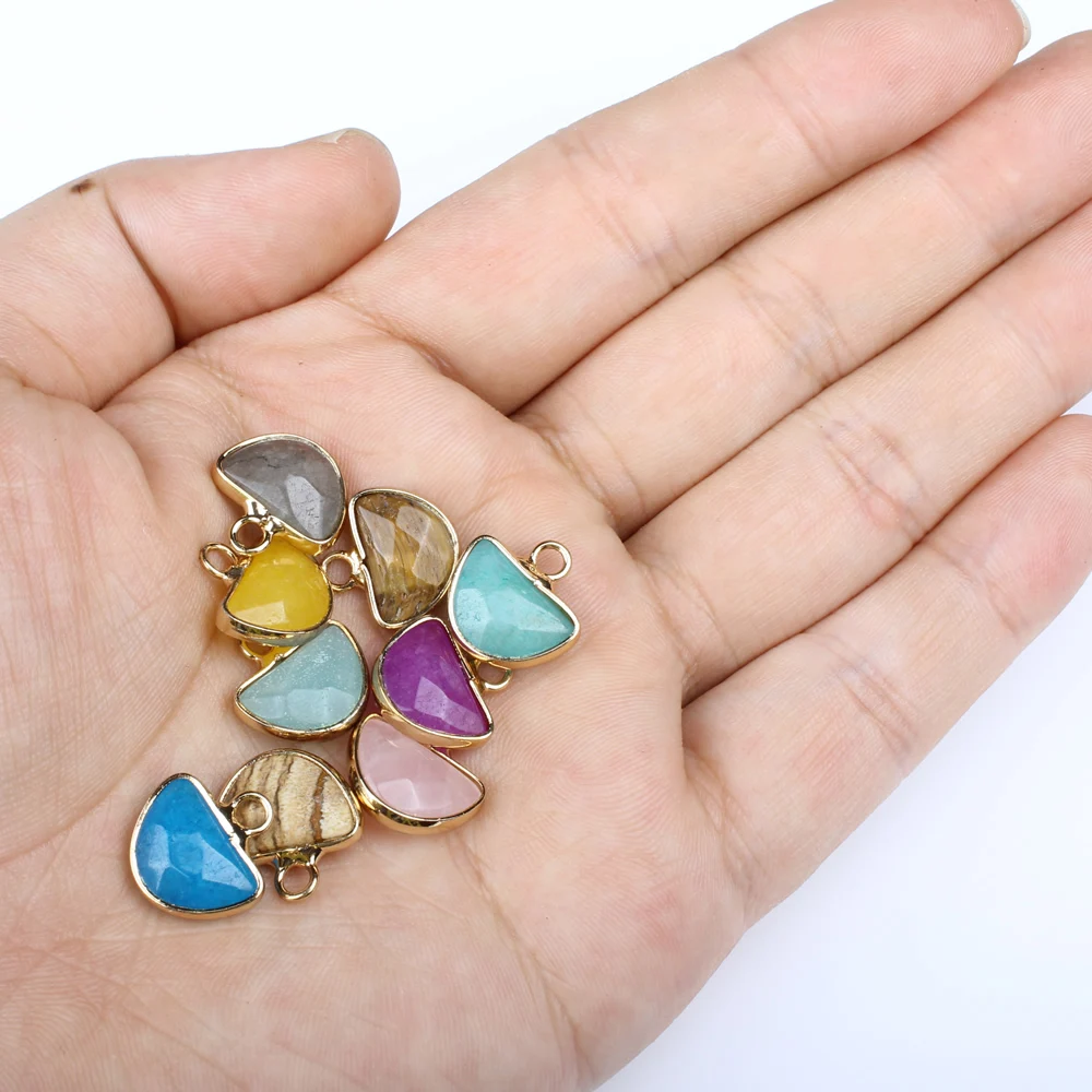

5pcs / bag Natural Stone 14x14x6mm Popular Semi-circular Pendant Ladies Jewelry Making DIY Necklace Bracelet Jewelry Accessories