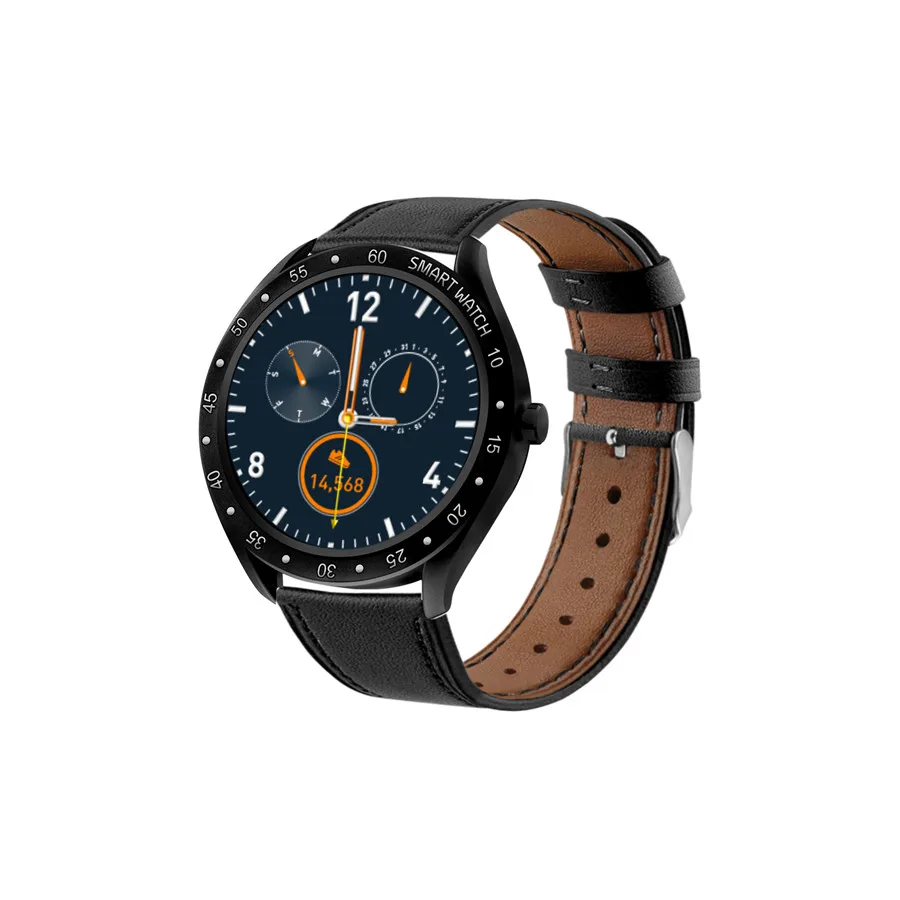 leather black GIAUSA F13 нержавеющая стальные «Умные» часы Для мужчин полный Сенсорный экран Спортивный монитор сердечного ритма шагомер Водонепроницаемый Плавание часы для бега - Цвет: leather black