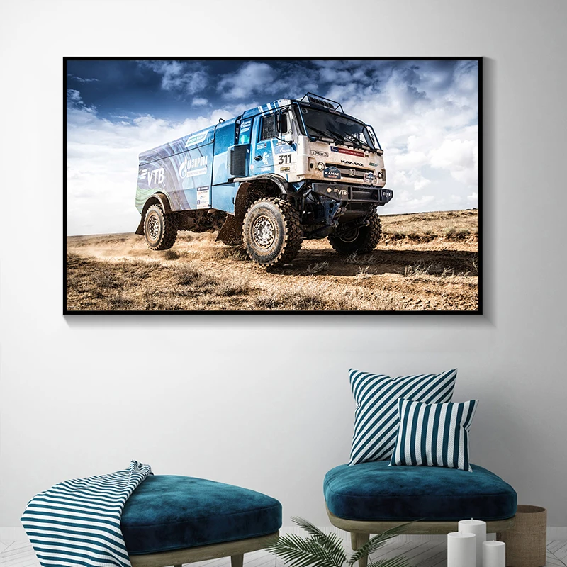 Modern Decoration Canvas Posters and Prints Paintings Wall Art KAMAZ Trucks Silk Way Master Rallying Vehicle Outdoor Pictures | Дом и сад