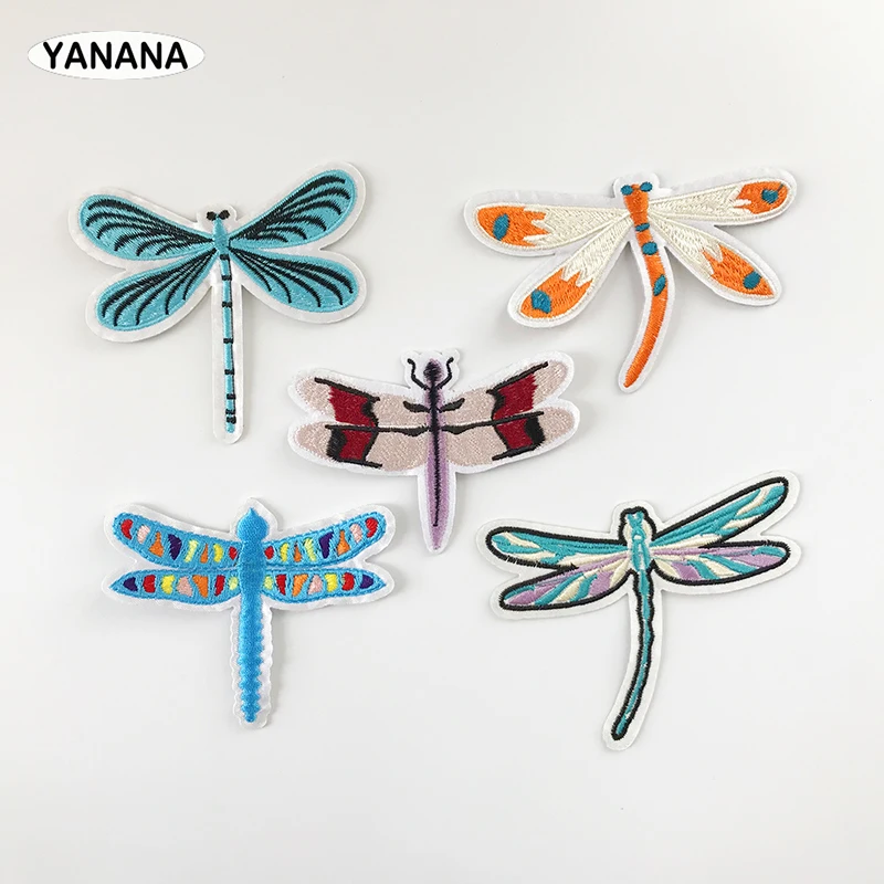 Красивый стрекоза патч вышитые патчи для одежды железа обуви сумки