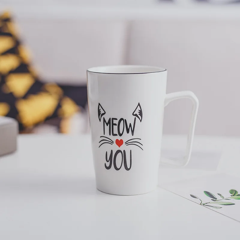 

Creative ceramic coffee cup cartoon cat universal office cup, home gift cup, business office bone china tea cup