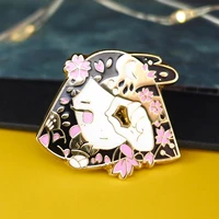 pink sakura flower moon girl enamel pin cute cartoon blossom plant badge brooch lapel fashion jewelry accessories unique gift