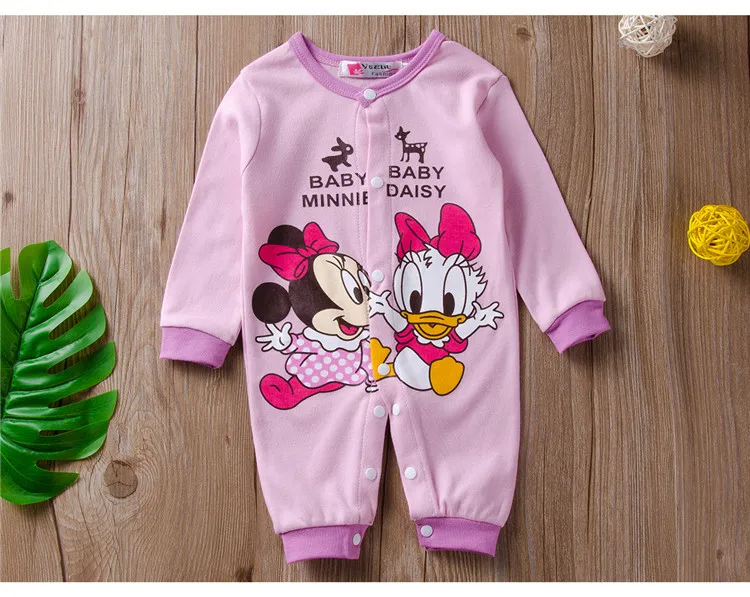 Детские комбинезоны disney для новорожденных; Одежда для маленьких девочек; Одежда для мальчиков с Микки и Минни; Roupa Bebe; зимние комбинезоны с длинными рукавами с героями мультфильмов для младенцев