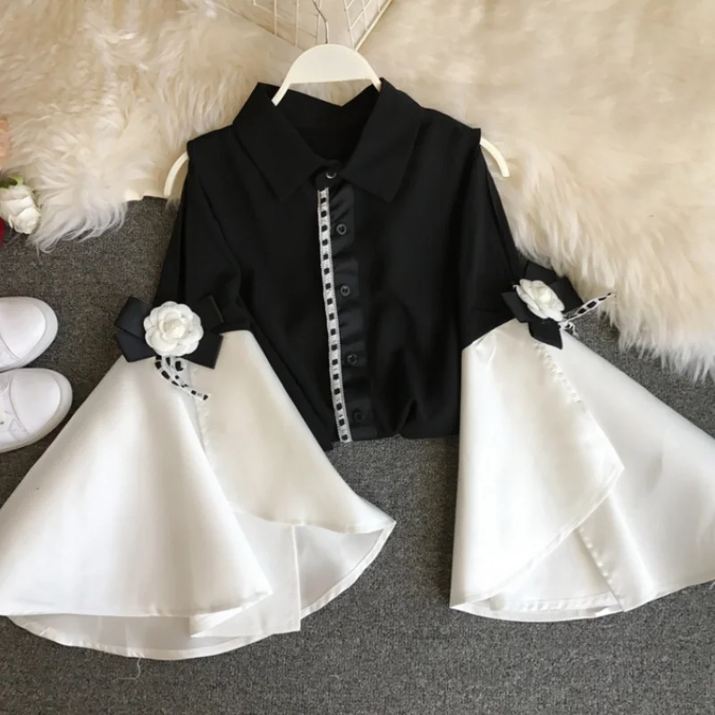 Женская шифоновая блузка винтажная приталенная рубашка с отложным воротником