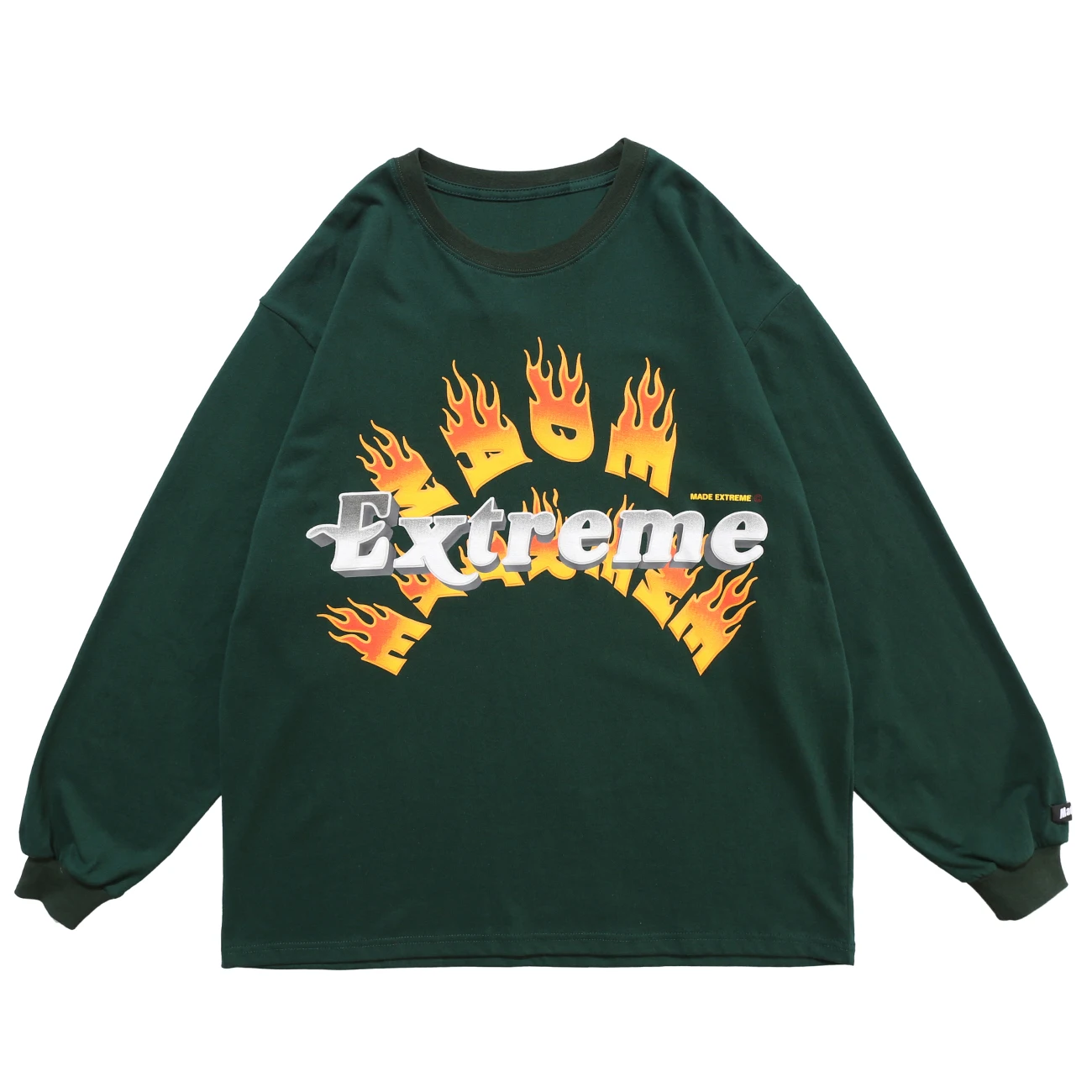 Футболка мужская оверсайз с принтом огненного пламени и надписью Повседневная