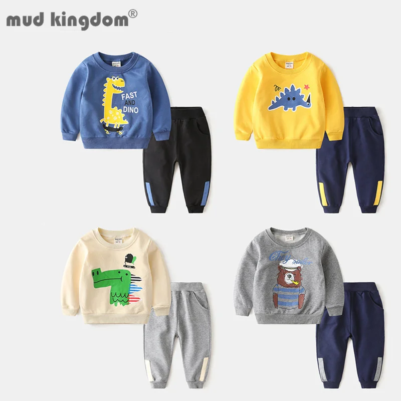 

Mudkingdom Little Boys Jogger Set Sweatshirts Pants Set Cartoons Letter Outfits Spring Autumn Sweatpants Children Clothes