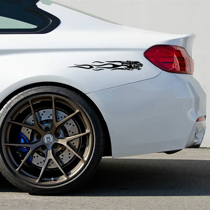 

Lovely Tiger Flame Totem Car Decals Cover Scratches Car Sticker Bumper Window Windshield Accessories Pvc 25cm X 25cm