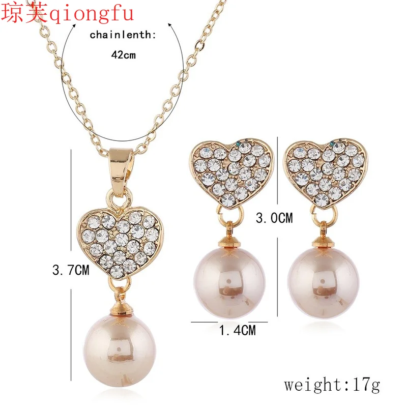 

Qiongfu jewelry for women 2021 bridal highlight pearl necklace earring set rose gold jewelry set wedding collection set