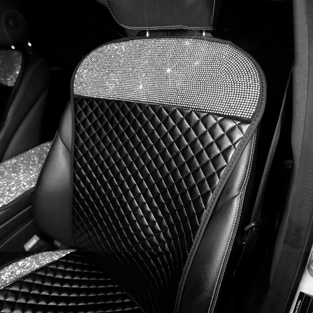 

PU Leather Car Seat Cover Cushion Bling Rhinestone Auto Front Seat Back Cover Car Seats Mat Pad Covers Car Accessories Universal