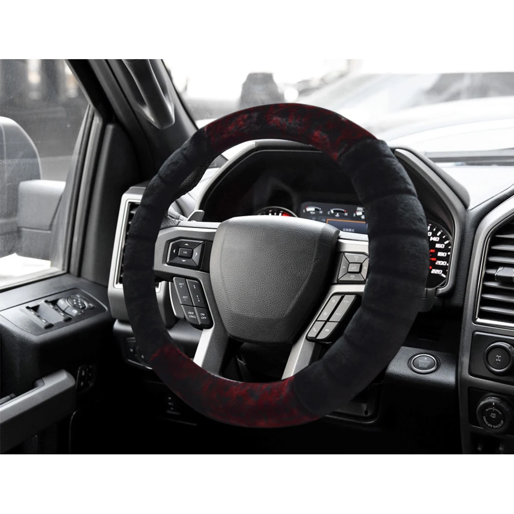 

For Ford F150 2018 Plush Car Steering Wheel Cover New Fashionable Color Matching Soft Skin-Friendly Auto Accessories